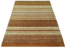 Modern Chic 6x8 Beige, Rust and Brown Stripes Hand Tufted Wool Area Rug by The Rug Decor