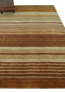 Modern Chic 6x8 Beige, Rust and Brown Stripes Hand Tufted Wool Area Rug by The Rug Decor