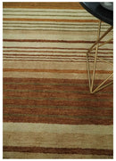 Modern Chic 6x8 Beige, Rust and Brown Stripes Hand Tufted Wool Area Rug by The Rug Decor