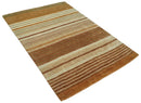 Modern Chic 6x8 Beige, Rust and Brown Stripes Hand Tufted Wool Area Rug by The Rug Decor