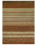 Modern Chic 6x8 Beige, Rust and Brown Stripes Hand Tufted Wool Area Rug by The Rug Decor