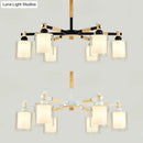 GobekUsa Modern Chic Glass Cylinder Hanging Pendant Lamp with 6 Lights for Bedroom