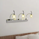 GobekUsa Modern Chrome LED Vanity Light with Adjustable 3 Bulbs, Flower Crystal Shade - Wall Mounted Bathroom Lamp