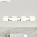 GobekUsa White Acrylic LED Vanity Wall Light: Simple Square Fixture, 3/4 Lights, Bathroom Mirror Lamp