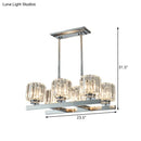 GobekUsa Modern Chrome Crystal Island Light with 6 Cylinder Heads - Perfect for Dining Tables
