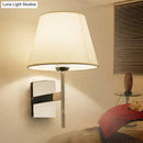 GobekUsa White Fabric LED Cone Wall Sconce - Contemporary Bedroom Lighting