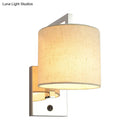 GobekUsa Modern Fabric LED Wall Sconce Light in Chrome for Living Room