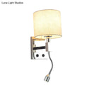 GobekUsa Modern Fabric LED Wall Sconce Light in Chrome for Living Room