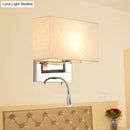 GobekUsa Simple Beige Fabric LED Wall Light Sconce for Bedroom