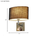 GobekUsa Contemporary Black Wall Mount Sconce with Adjustable Spotlight - Elliptical Fabric Light Fixture - 1 Light