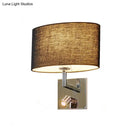 GobekUsa Contemporary Black Wall Mount Sconce with Adjustable Spotlight - Elliptical Fabric Light Fixture - 1 Light