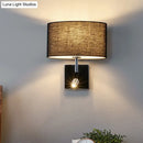 GobekUsa Contemporary Black Wall Mount Sconce with Adjustable Spotlight - Elliptical Fabric Light Fixture - 1 Light
