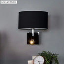 GobekUsa Contemporary Black Wall Mount Sconce with Adjustable Spotlight - Elliptical Fabric Light Fixture - 1 Light