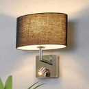GobekUsa Contemporary Black Wall Mount Sconce with Adjustable Spotlight - Elliptical Fabric Light Fixture - 1 Light