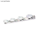 GobekUsa Modern Stainless Steel Crystal Vanity Sconce - 3/4 Light Beveled Design for Round/Square Bathroom Wall Mount
