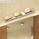 GobekUsa Modern Stainless Steel Crystal Vanity Sconce - 3/4 Light Beveled Design for Round/Square Bathroom Wall Mount