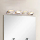 GobekUsa Modern Stainless Steel Crystal Vanity Sconce - 3/4 Light Beveled Design for Round/Square Bathroom Wall Mount