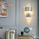 GobekUsa Crystal Clear LED Wall Sconce Chrome Silver Gold Wall Light for Bedroom