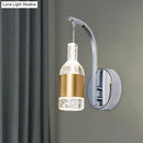 GobekUsa Modern Seedy Crystal LED Wine Bottle Wall Sconce in Chrome