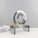 GobekUsa Geometric Crystal Rings Golden Man Ornament Glass Figurines Home Decor