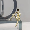 GobekUsa Geometric Crystal Rings Golden Man Ornament Glass Figurines Home Decor