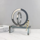 GobekUsa Geometric Crystal Rings Golden Man Ornament Glass Figurines Home Decor