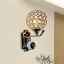 GobekUsa Gold Modernist Circle Wall Sconce - Crystal-Encrusted, Single-Head Wall Mount Light Fixture