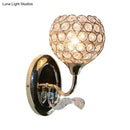 GobekUsa Gold Modernist Circle Wall Sconce - Crystal-Encrusted, Single-Head Wall Mount Light Fixture