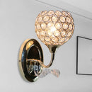 GobekUsa Gold Modernist Circle Wall Sconce - Crystal-Encrusted, Single-Head Wall Mount Light Fixture