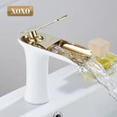 GobekUsa Copper Waterfall Vanity Faucet for Modern Basin Mixer Tap - 83008W