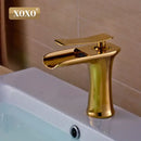 GobekUsa Copper Waterfall Vanity Faucet for Modern Basin Mixer Tap - 83008W