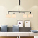 GobekUsa White Drum Shade Pendant Light Kit for Dining Room and Island, Set of 4