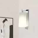 GobekUsa Sleek White Sconce with Chrome Arm - Fabric Wall Lighting for Simplistic Illumination