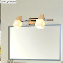 GobekUsa Modern Beige Cube Vanity Light Fixture with 2-Light Milk White Glass Shade, Wall Mount Lamp
