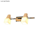 GobekUsa Modern Beige Cube Vanity Light Fixture with 2-Light Milk White Glass Shade, Wall Mount Lamp
