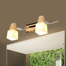 GobekUsa Modern Beige Cube Vanity Light Fixture with 2-Light Milk White Glass Shade, Wall Mount Lamp