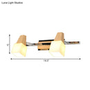 GobekUsa Modern Beige Cube Vanity Light Fixture with 2-Light Milk White Glass Shade, Wall Mount Lamp
