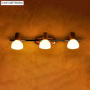 GobekUsa Modern White Glass Dome Vanity Wall Sconce Light with 3 Bulbs, Chrome Finish and Wood Top