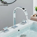 GobekUsa Dual Handle Basin Faucet: Deck Mounted Hot Cold Water Mixer Taps for Bathroom