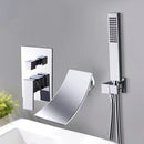 GobekUsa Chrome Bathtub Faucet Mixer with Hand Shower Waterfall Spout