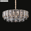GobekUsa Clear Beveled Crystal Modern Layered Chandelier - Elegant Suspension Lighting for Living Rooms