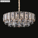 GobekUsa Clear Beveled Crystal Modern Layered Chandelier - Elegant Suspension Lighting for Living Rooms