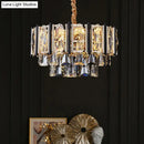GobekUsa Clear Beveled Crystal Modern Layered Chandelier - Elegant Suspension Lighting for Living Rooms