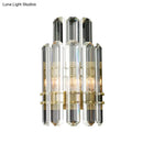 GobekUsa Contemporary Chrome/Gold Wall Sconce with Clear Crystal Prism - Elegant Bedside Wall Mounted Lamp