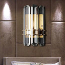 GobekUsa Contemporary Chrome/Gold Wall Sconce with Clear Crystal Prism - Elegant Bedside Wall Mounted Lamp