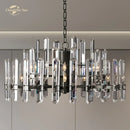 GobekUsa Brass Chrome Black Metal LED Crystal Chandeliers Pendant Lamps for Bedroom & Living Room