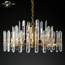 GobekUsa Brass Chrome Black Metal LED Crystal Chandeliers Pendant Lamps for Bedroom & Living Room