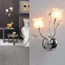 GobekUsa Modern Chrome Sconce Light: Clear Crystal Orbs with Scrolling Arm, 2 Bulbs – Wall Lighting with Bloom Shade