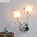 GobekUsa Modern Chrome Sconce Light: Clear Crystal Orbs with Scrolling Arm, 2 Bulbs – Wall Lighting with Bloom Shade