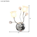 GobekUsa Modern Chrome Sconce Light: Clear Crystal Orbs with Scrolling Arm, 2 Bulbs – Wall Lighting with Bloom Shade
